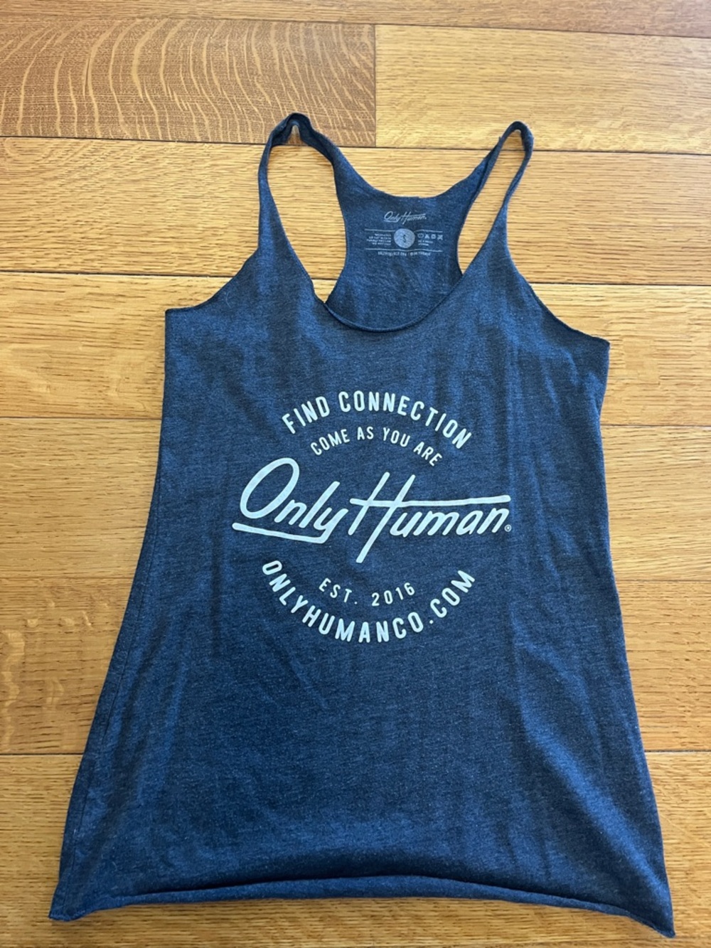 Women’s Navy Graphic Racerback Tank - Find Connection only human size small